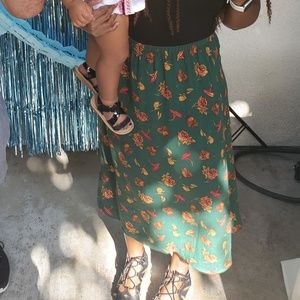 90s Vintage Rose Floral Midi Skirt